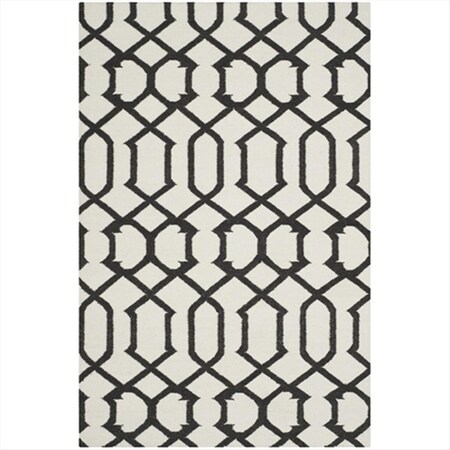 Safavieh 9 X 12 Ft. Large Rectangle- Contemporary Dhurries Ivory And Charcoal Flatweave Rug DHU753D-9